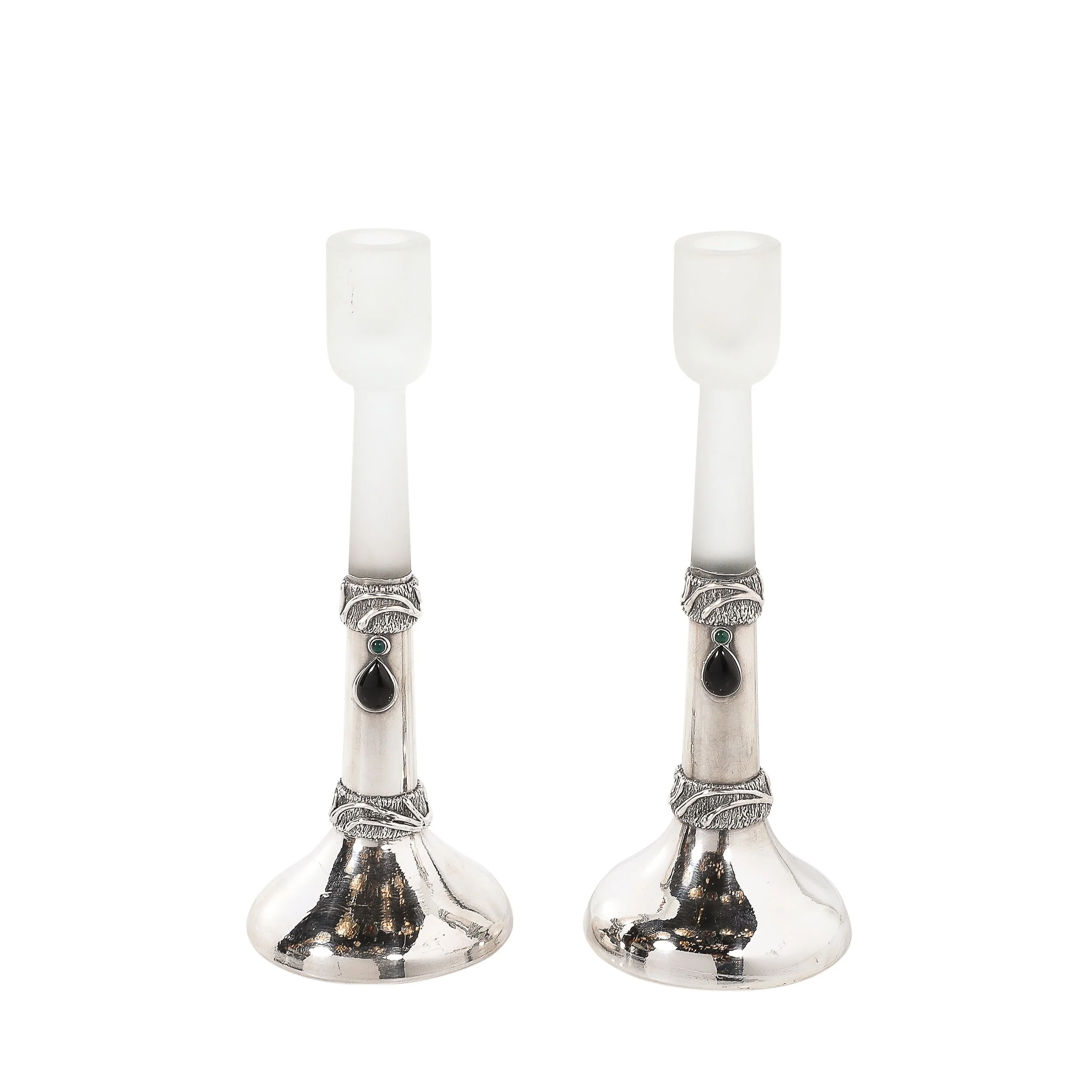Pair of Classical Tiffany & Co. Crystal Candlestick Holders — High